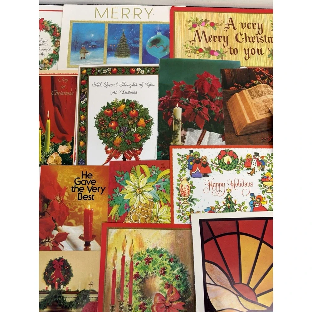 Vintage Christmas Cards Fronts ONLY Traditional Scrapbooking Decoupage Lot 50+
